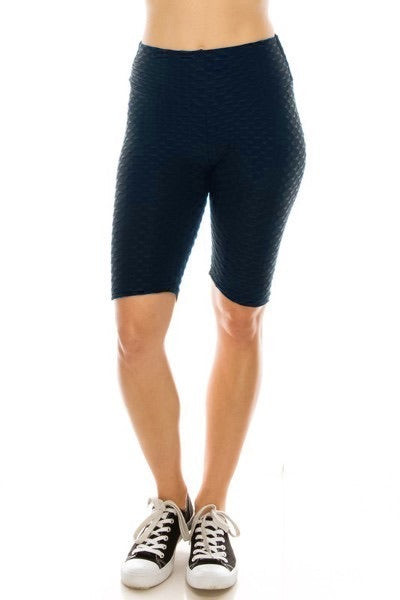 TikTok Navy Blue Scrunch Textured Biker Shorts