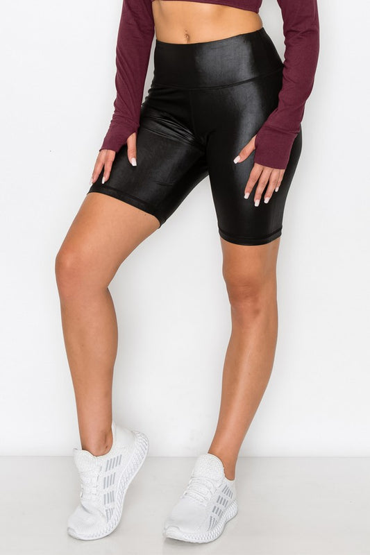 Faux Leather Biker Shorts