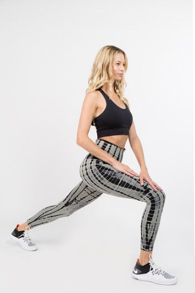 Grey Tie-Dye Drip Activewear Leggings