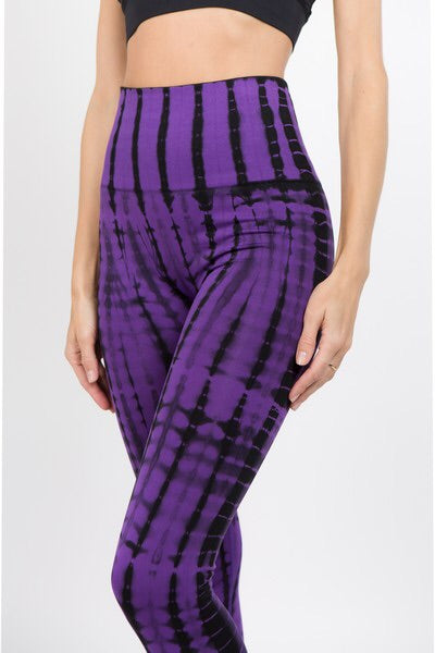 Purple Tie-Dye Drip Activewear Leggings