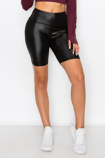 Faux Leather Biker Shorts